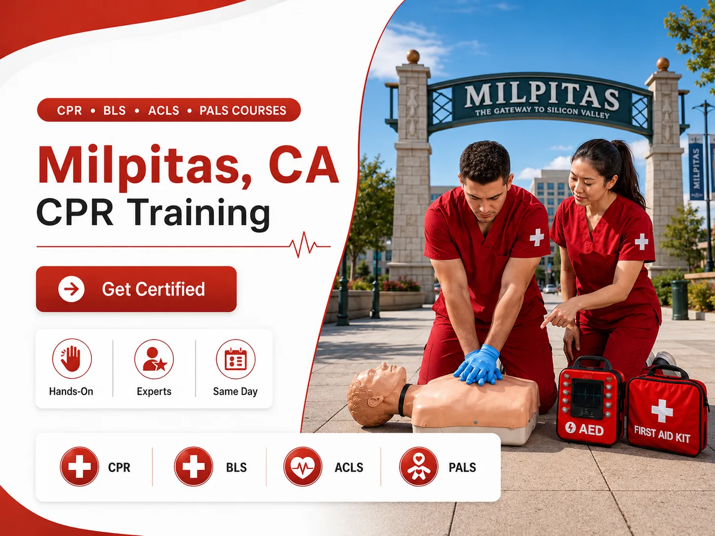 AHA-certified CPR BLS class for hospital staff in Milpitas, CA
