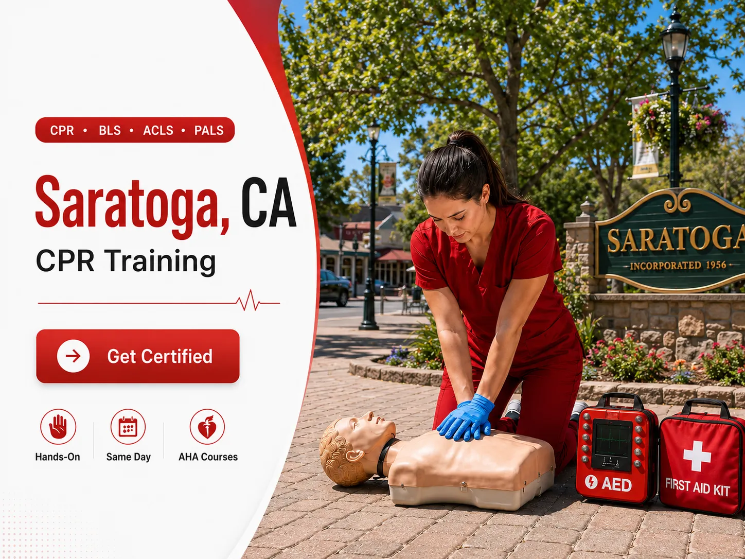 BLS skills check during CPR certification class in Saratoga, CA