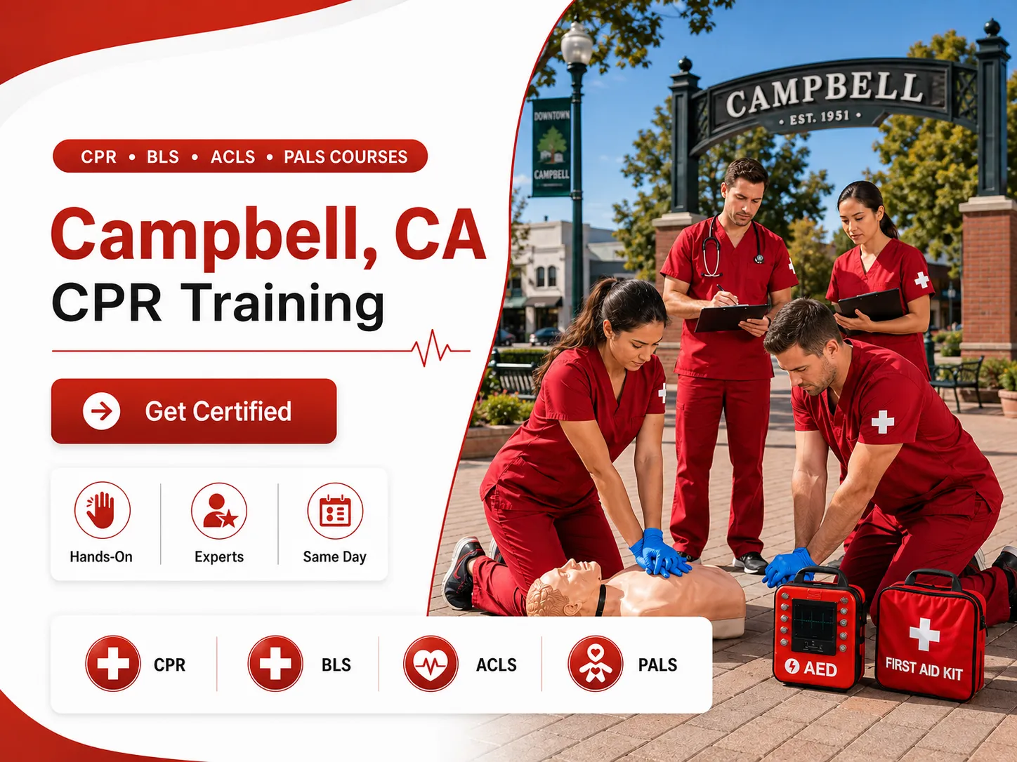 Healthcare provider CPR BLS training with mannequins in Campbell, CA